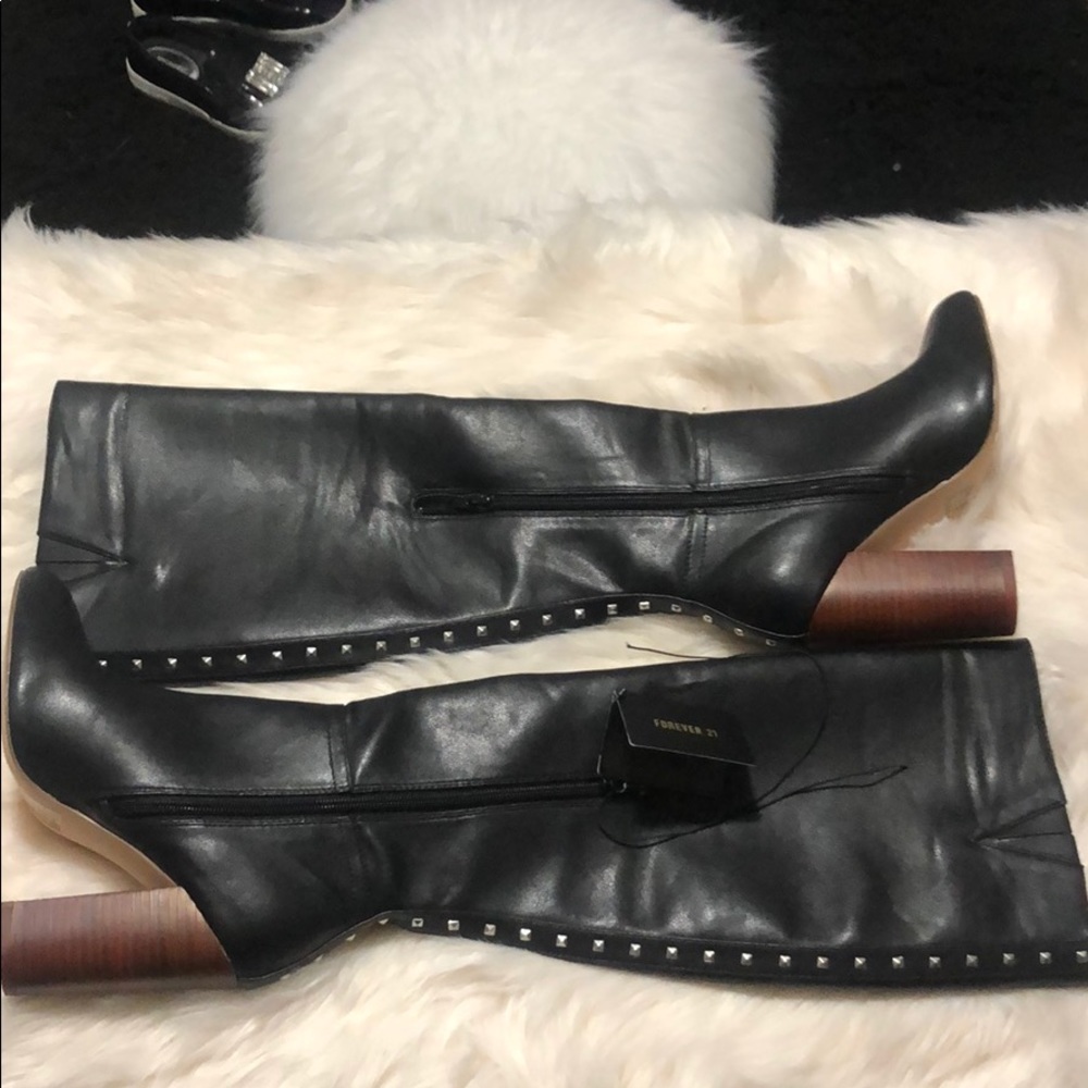 Forever 21 black studded boots